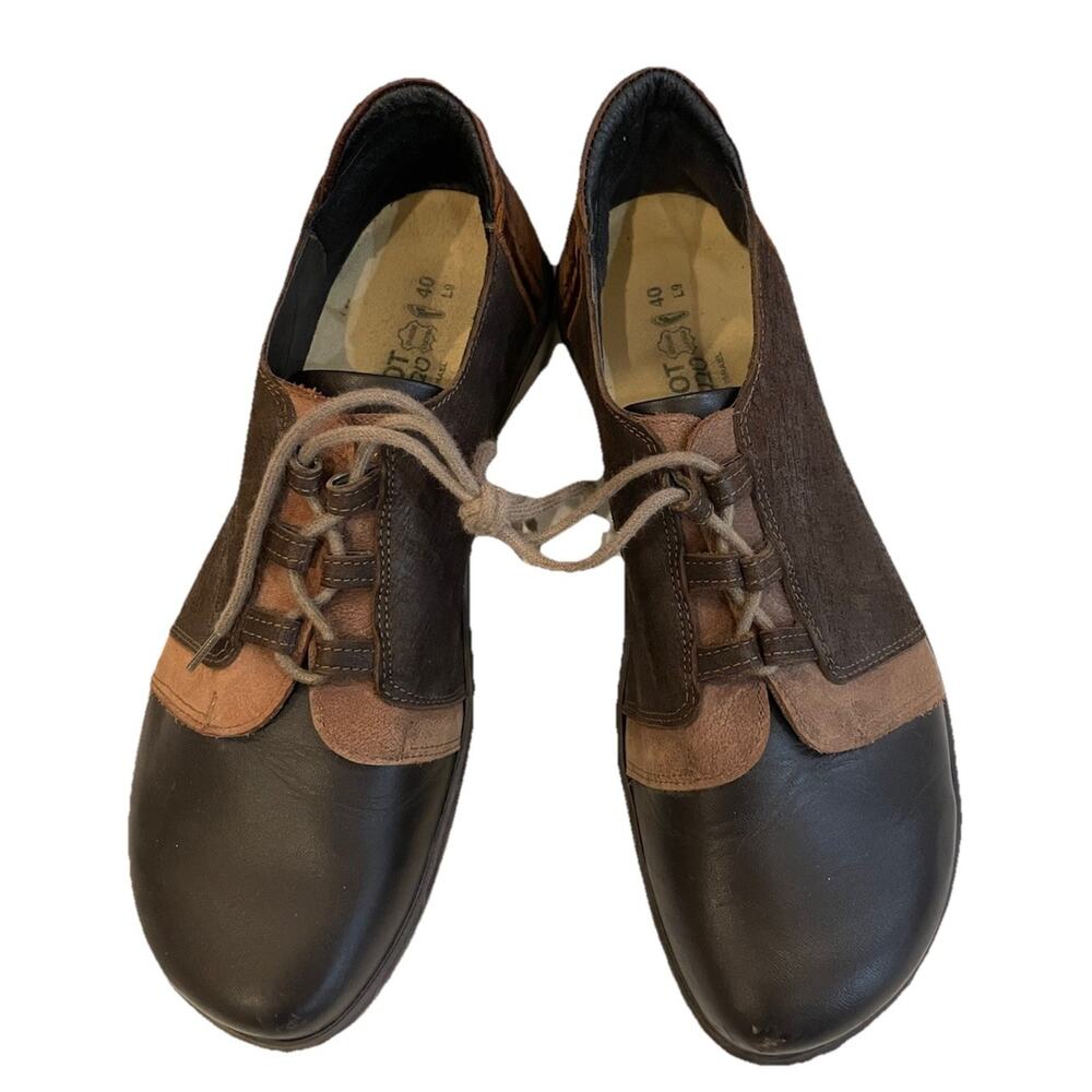 NAOT Riviera Two Tone Brown Tan Leather Comfort Shoes Oxford Sz EU 40 / US 9